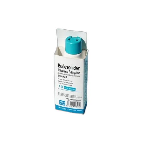 bottle, white, blue, package, budesonide, inhalation, suspension, shown transparent PNG cut-out