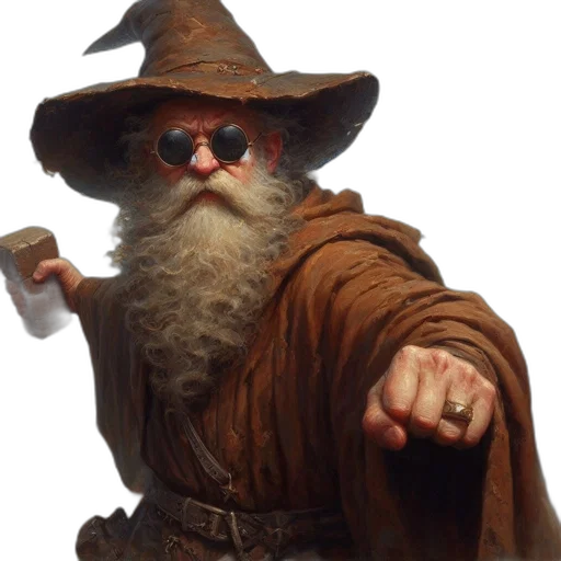 staff, hat, face, fantasy art, concept art, photorealistic, elderly, man transparent PNG cut-out