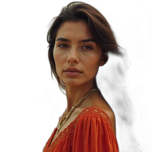 face, dress, jewelry, staff, photorealistic, oil painting, fantasy art, concept art transparent PNG cut-out