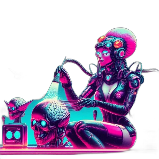 robot, car, furniture, weapon, cyberpunk, vaporwave, concept art, fantasy art transparent PNG cut-out
