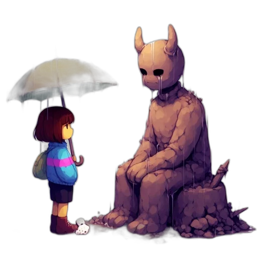 creature, umbrella, robot, animal, pixel art, concept art, watercolor, fantasy art transparent PNG cut-out