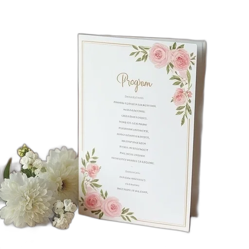 jewelry, flower, staff, pastel, earth tones, wedding, program, booklet transparent PNG cut-out