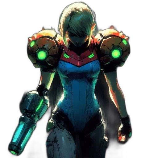 robot, weapon, face, jacket transparent PNG cut-out