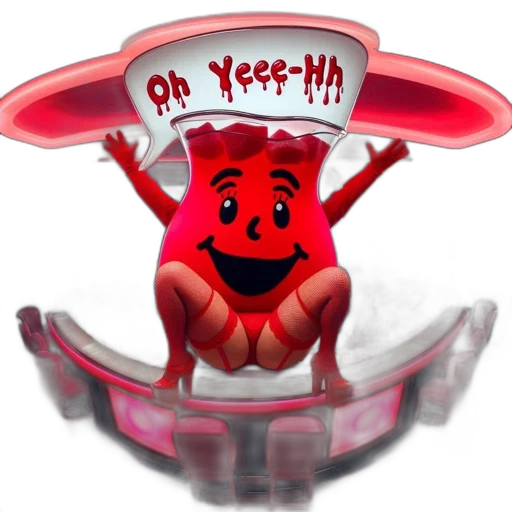 food, concept art, 3d render, kool-aid, pitcher, arms, raised, spaced transparent PNG cut-out