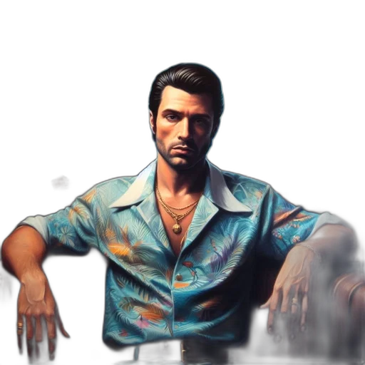 jacket, face, concept art, photorealistic, 3d render, vaporwave, dimly, lit transparent PNG cut-out