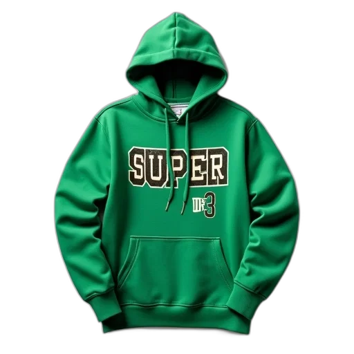 jacket, 3d render, green, hoodie, graphic, design, front, hood transparent PNG cut-out