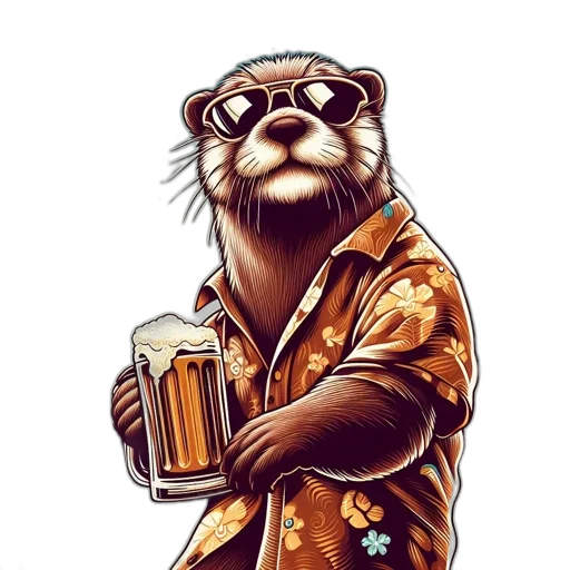 animal, jacket, concept art, comic book art, cartoon, otter, wearing, sunglasses transparent PNG cut-out