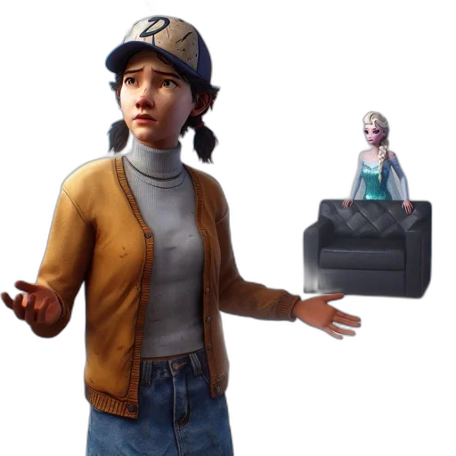 hat, jacket, concept art, 3d render, pixel art, photorealistic, two, characters transparent PNG cut-out