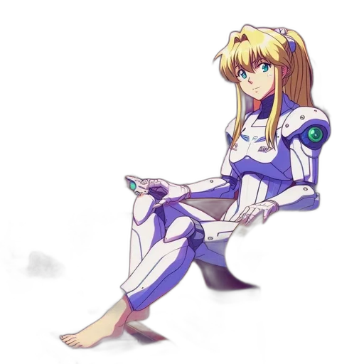 robot, sword, staff, dress, anime, pixel art, concept art, vaporwave transparent PNG cut-out
