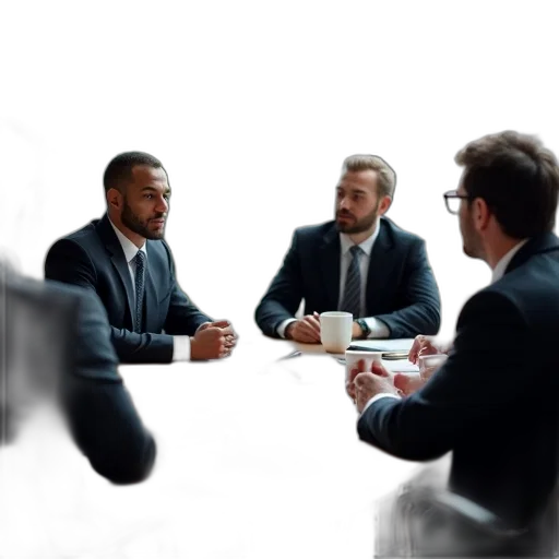 staff, furniture, 3d render, photorealistic, concept art, group, men, suits transparent PNG cut-out