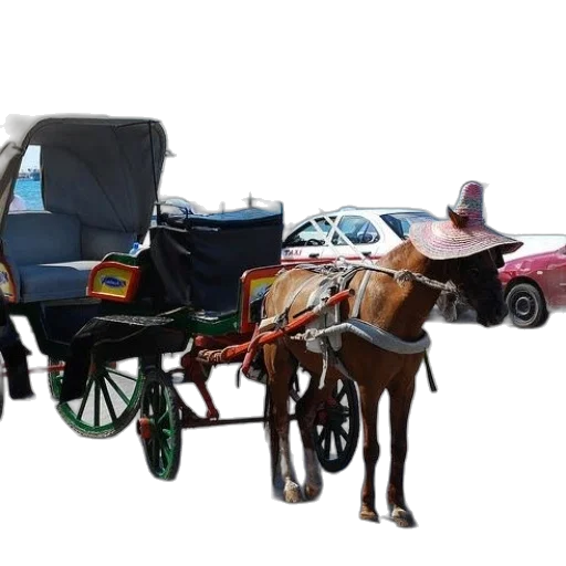car, photorealistic, concept art, city street, horse-drawn, carriage, large, cruise transparent PNG cut-out