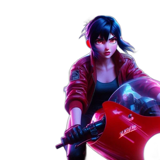 jacket, weapon, concept art, cyberpunk transparent PNG cut-out