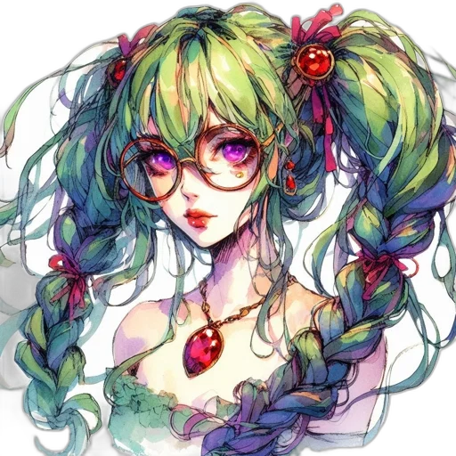 dress, flower, staff, crown, watercolor, anime, fantasy art, pixel art transparent PNG cut-out