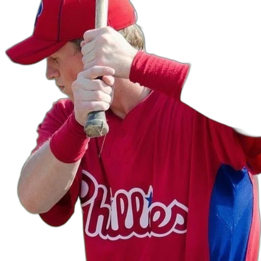 staff, weapon, baseball, player, red, blue, uniform, holds transparent PNG cut-out