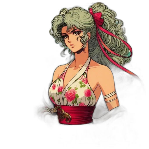 dress, staff, concept art, fantasy art, anime, pixel art, green, red transparent PNG cut-out