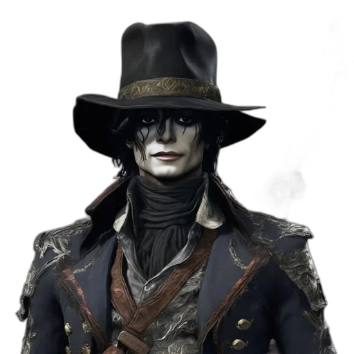 hat, mask, staff, face, concept art, fantasy art, comic book art, photorealistic transparent PNG cut-out
