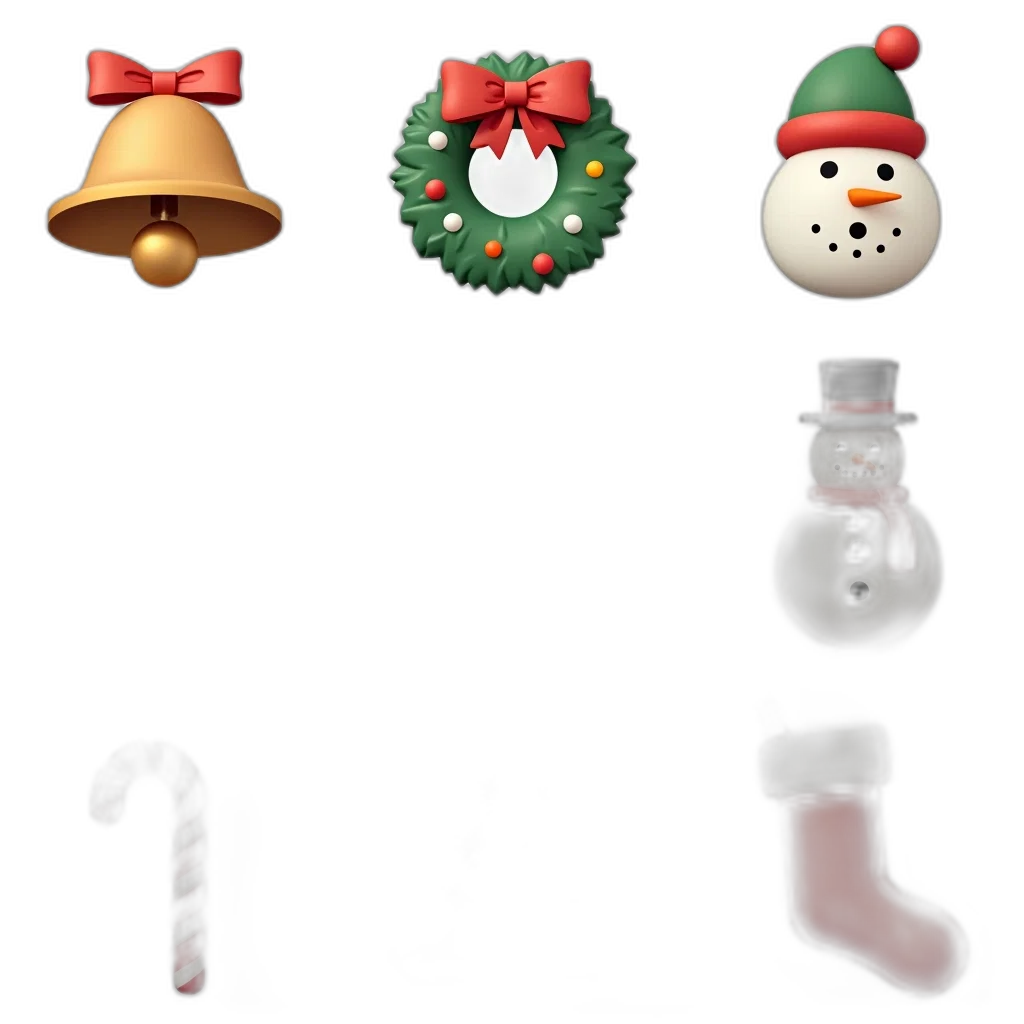 staff, 3d render, concept art, pixel art, dark, monochrome, collection, christmas-themed transparent PNG cut-out