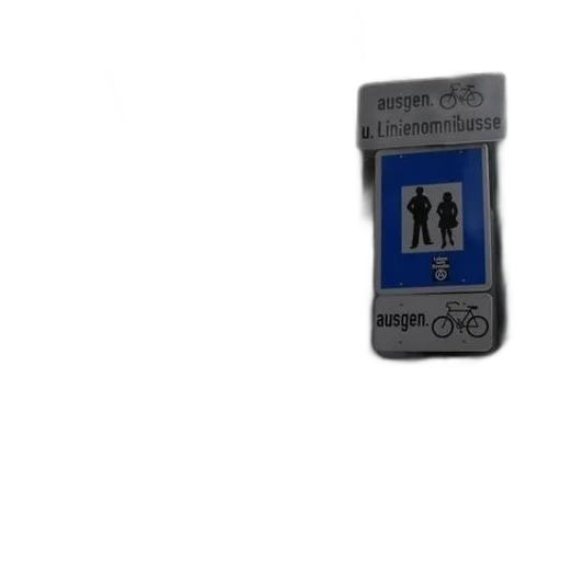 jewelry, robot, 3d render, pixel art, street, sign, german, blue transparent PNG cut-out