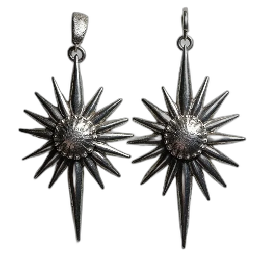 jewelry, pair, silver, earrings, unique, design, featuring, cluster transparent PNG cut-out