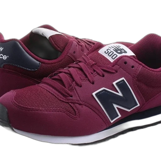 shoes, pair, new, balance, 500, sneakers, burgundy, navy transparent PNG cut-out