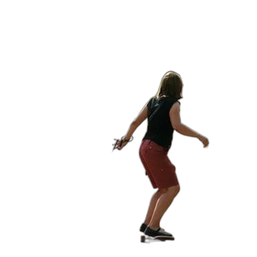 dress, shoes, 3d render, person, skateboards, down, path, while transparent PNG cut-out