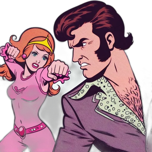 jacket, jewelry, comic book art, cartoon, concept art, two, animated, characters transparent PNG cut-out