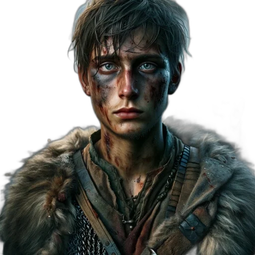 face, concept art, fantasy art, photorealistic, comic book art, rugged, young, man transparent PNG cut-out