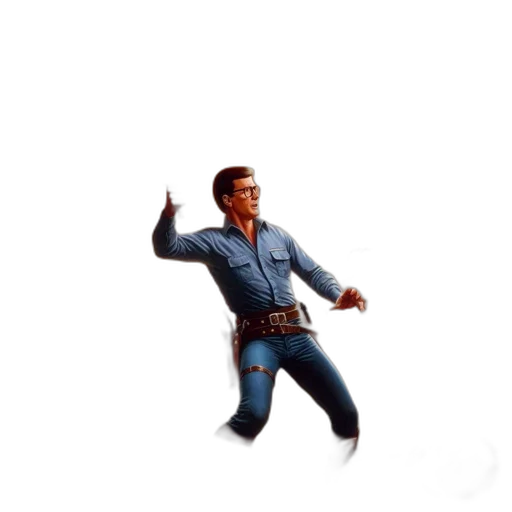 jacket, pixel art, 3d render, concept art, warrior, armed, sword, stands transparent PNG cut-out