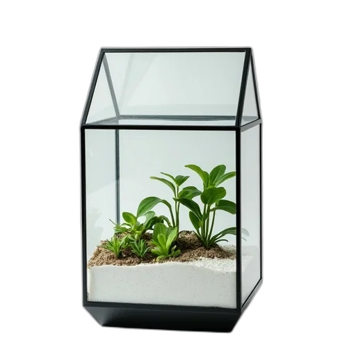 furniture, 3d render, underwater, modern, glass, terrarium, clear, top transparent PNG cut-out