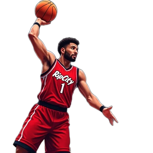pixel art, concept art, photorealistic, 3d render, digital, illustration, basketball, player transparent PNG cut-out