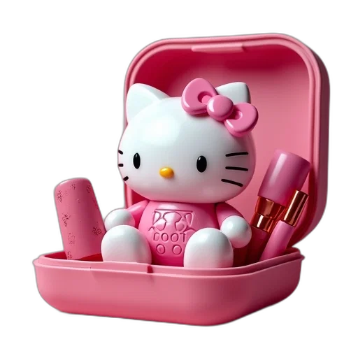 3d render, pink, hello, kitty transparent PNG cut-out