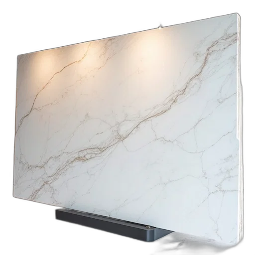 3d render, large, white, marble, slab, visible, veins, natural transparent PNG cut-out