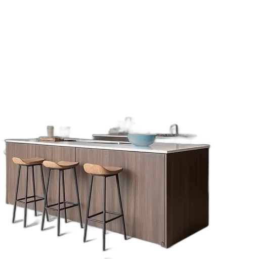 furniture, 3d render, photorealistic, concept art, earth tones, modern, kitchen, dark transparent PNG cut-out