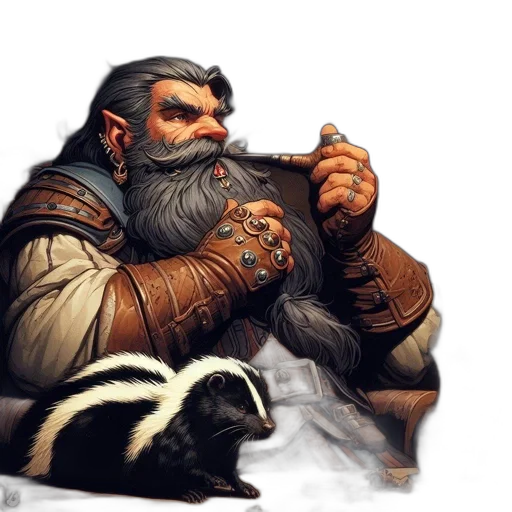 animal, fantasy art, concept art, photorealistic, comic book art, elderly, bearded, figure transparent PNG cut-out
