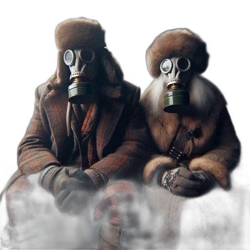 mask, jacket, animal, concept art, photorealistic, 3d render, fantasy art, fog transparent PNG cut-out