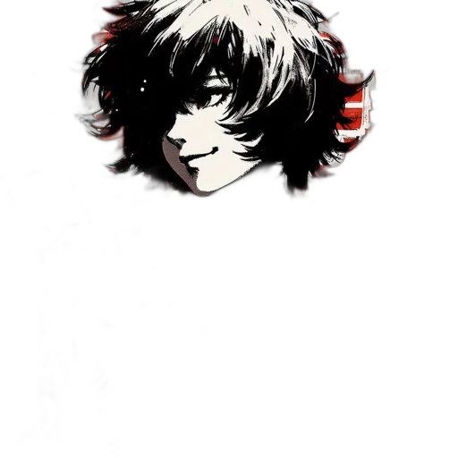 mask, face, hair, weapon, comic book art, anime, pixel art, concept art transparent PNG cut-out