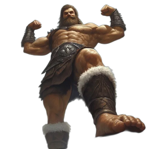 sword, weapon, animal, fantasy art, concept art, 3d render, muscular, man transparent PNG cut-out