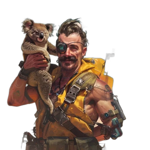 animal, staff, weapon, creature, concept art, fantasy art, comic book art, cyberpunk transparent PNG cut-out