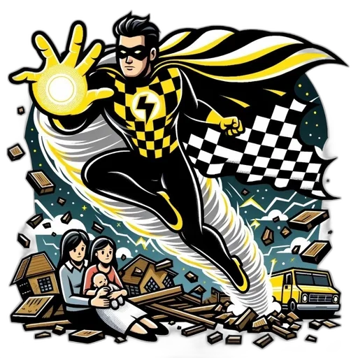 comic book art, cartoon, concept art, superhero, figure, soars, above, scene transparent PNG cut-out