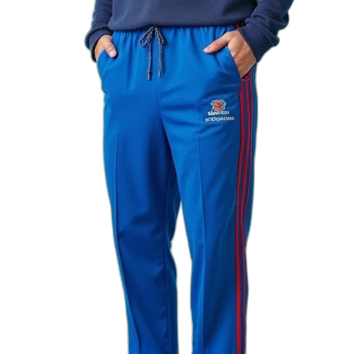 jacket, staff, blue, logo, lounge, pants, side, stripes transparent PNG cut-out