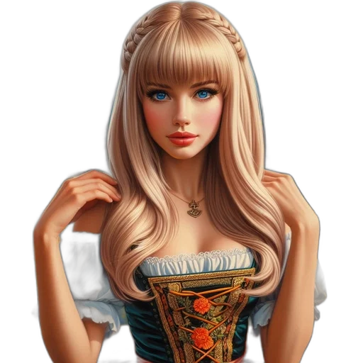dress, jewelry, crown, fantasy art, photorealistic, 3d render, comic book art, image transparent PNG cut-out