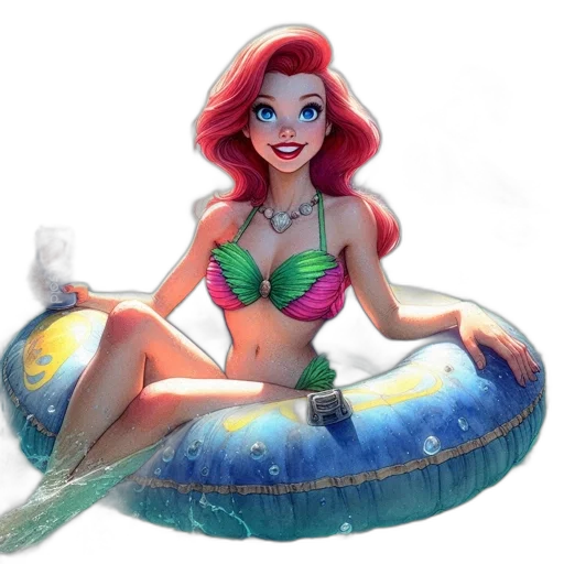 concept art, fantasy art, 3d render, cartoon, underwater, young, woman, red transparent PNG cut-out