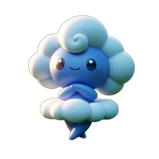 creature, staff, animal, flower, concept art, 3d render, vaporwave, fantasy art transparent PNG cut-out