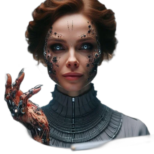 robot, face, mask, concept art, cyberpunk, photorealistic, comic book art, outer space transparent PNG cut-out