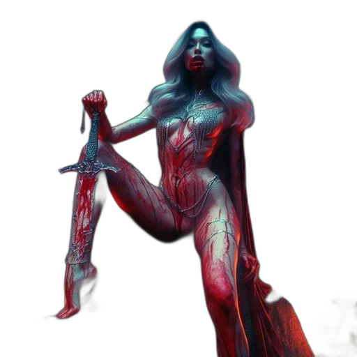 creature, dress, concept art, fantasy art, comic book art, 3d render, red, woman transparent PNG cut-out