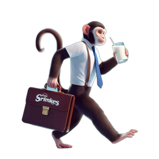 staff, creature, animal, concept art, 3d render, anthropomorphic, chimp, donning transparent PNG cut-out