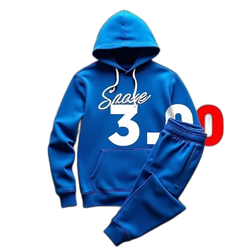 jacket, 3d render, blue, hoodie, white, zipper, graphic, design transparent PNG cut-out