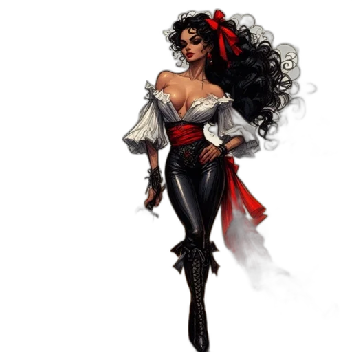 comic book art, fantasy art, concept art, pixel art, girl, long, curly, hair transparent PNG cut-out