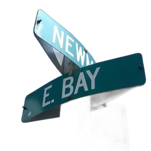 3d render, street, sign, words, new, bay transparent PNG cut-out