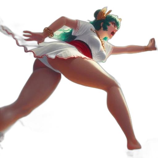 staff, 3d render, concept art, photorealistic, powerful, woman, vibrant, green transparent PNG cut-out